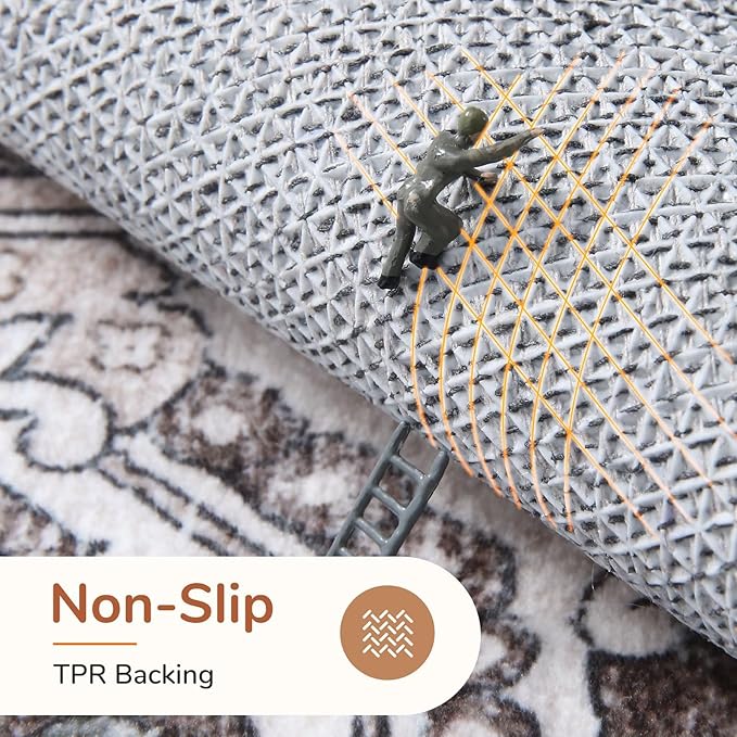 OPPODREAM Soft Area Rugs 3x5, Washable Rugs with Non Slip Backing, Low-Pile Throw 3x5 Carpet, Faux Cashmere 3 x 5 Carpet, Greenish Grey