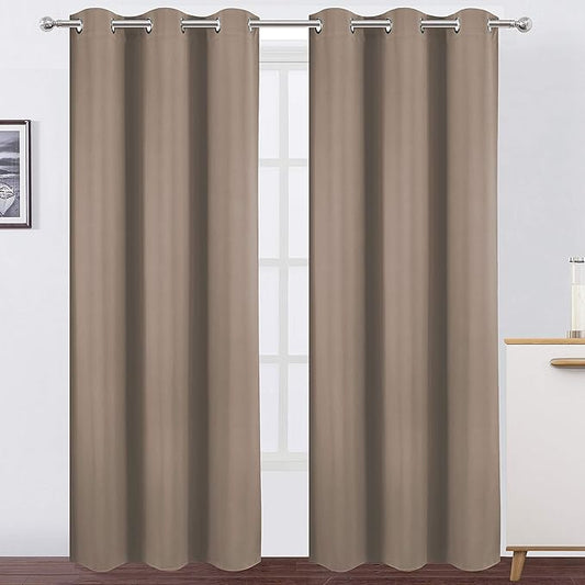 LEMOMO Cappuccino Thermal Blackout Curtains/42 x 84 Inch/Set of 2 Panels Room Darkening Curtains for Bedroom