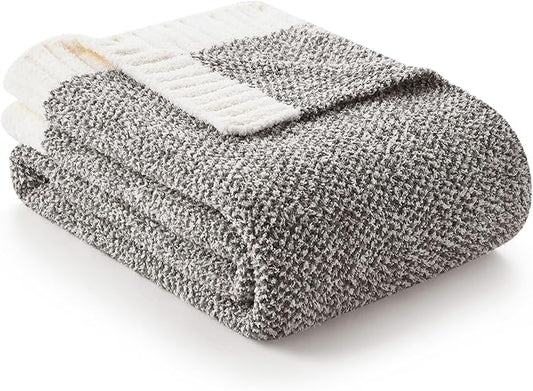 Snuggle Sac Grey Throw, Super Soft Warm Oversized Fuzzy Plush Blanket, Dark Grey, 50x70 inches