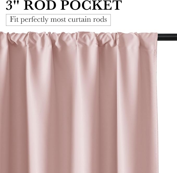 RYB HOME 100% Blackout Short Curtains for Small Window, Thermal Insulated Total Room Darkening Noise Reducing Curtains for Basement Bathroom RV Cars, 29 inches Wide by 30 inches Long, Baby Pink