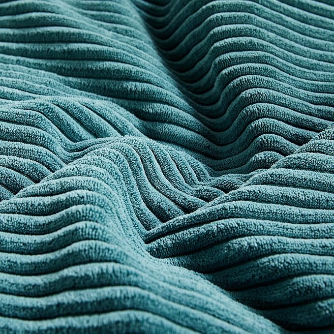 Fancy Homi 2 Packs Teal Samll Decorative Throw Pillow Covers 14x14 Inch with for Couch Bed Sofa, Rustic Farmhouse Boho Home Decor, Soft Corss Patchwork Corduroy Square Cushion Case 35x35 cm