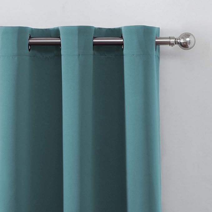LEMOMO Sea Teal Thermal Blackout Curtains/52 x 72 Inch/Set of 2 Panels Room Darkening Curtains