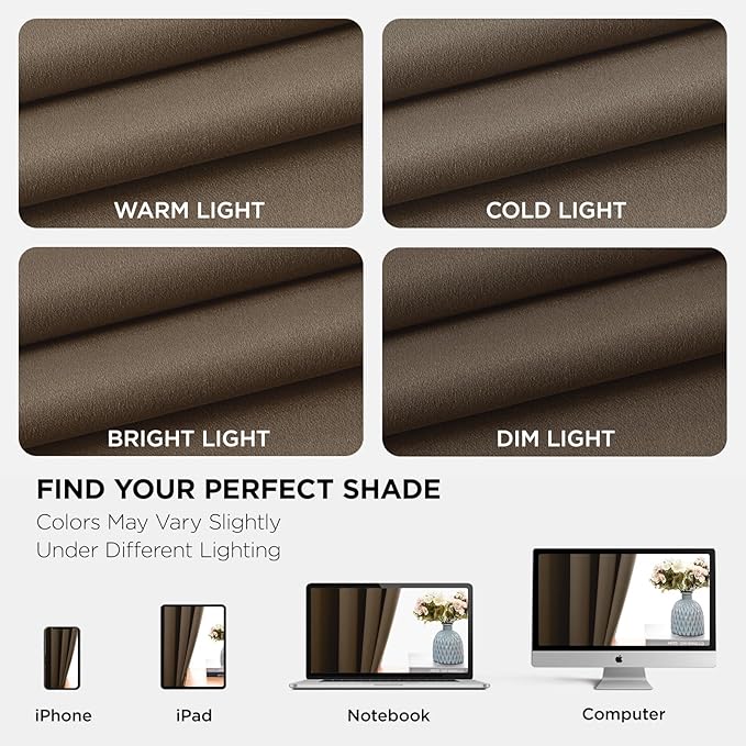 Joydeco Blackout Curtains 95 Inch Length 2 Panels Set, Thermal Insulated Long Curtains& Drapes 2 Burg, Room Darkening Grommet Drapes for Living Room Bedroom Window (W52 x L95 Inch, Khaki)
