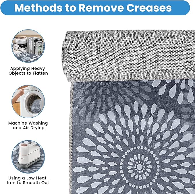 StepRite Runner Rug 4 x 6 ft, Washable Rugs, Hallway Runner Rugs, Kitchen Runner Rug Non Slip, Soft Runner with Rubber Backing for Kitchen, Hallway, Laundry, Bedroom, Living Room