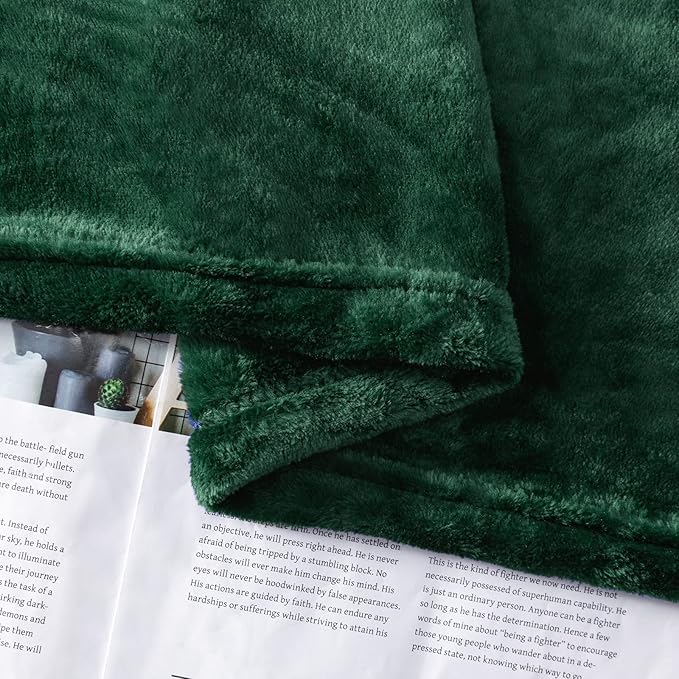 JIAHANNHA Flannel Fleece Blanket Queen Size Green 90 by 90 Inches Blankets for Couch Sofa Bed 280GSM,Super Soft Plush Cozy and Luxury Warm Bed Blanket for All Season