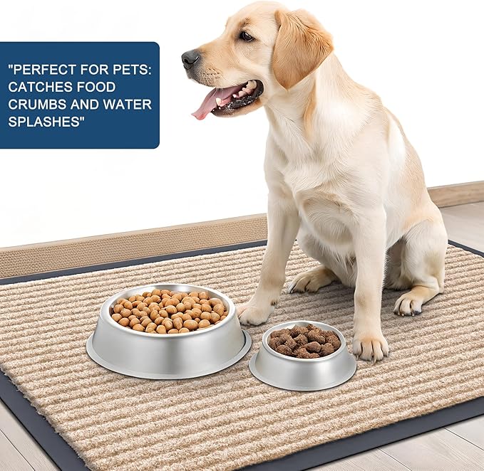 OLANLY Front Door Mat Indoor Outdoor Entrance, Waterproof Heavy Duty Doormat, Fade Resistant, Low Profile, Easy Clean Patio Porch Welcome Floor Mats for Entry, 35x30, Beige