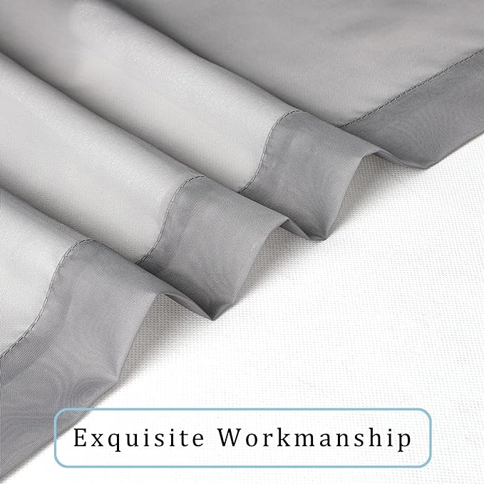 OWENIE Sheer Curtains 90 Inch Length, Elegant Grey Sheer Curtains for Bedroom, Window Voile Sheer Curtain Panels/Drapes/Treatment for Living Room, 2Pcs, Each 42" W x 90" L Inch