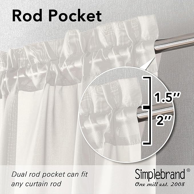 Simplebrand Ivory Sheer Curtains 84 Inches Long, Light Filtering Rod Pocket Solid Color Window Sheer Curtain Panels, Elegant Curtains & Drapes for Living Room, Bedroom 2 Panels (Ivory, 42" W x 84" L)