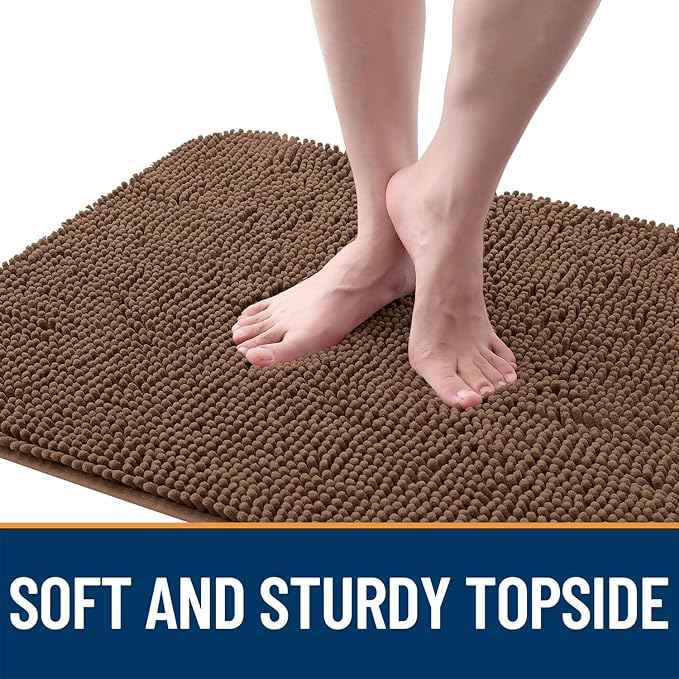 OLANLY Dog Door Mat for Muddy Paws 32x20, Absorbs Moisture and Dirt, Absorbent Non-Slip Washable Doormat, Quick Dry Chenille Mud Mat for Dogs, Entry Indoor Entryway Carpet for Inside Floor, Mocha