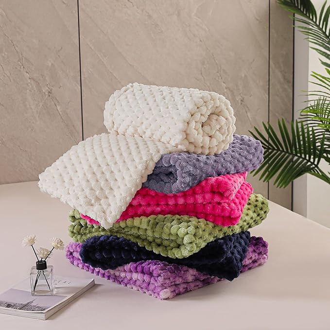 Exclusivo Mezcla Fleece Twin Blanket for Bed, Extra Large Fuzzy Grayish Purple Bed Blankets, Soft Cozy Plush Sofa Throws for All Seasons, 90x66 Inches