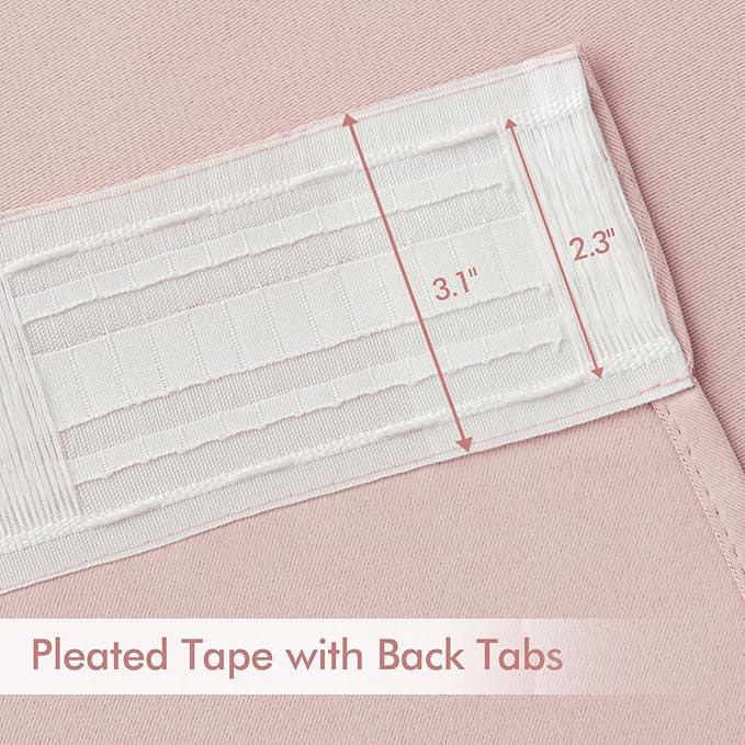 MIULEE Baby Pink Back Tab Blackout Curtains 84 Inch Length 2 Panels Set for Living Room Bedroom Privacy, Rod Pocket/Pinch Pleated Thermal Insulated Room Darkening Light Blocking Drapes, W72xL84
