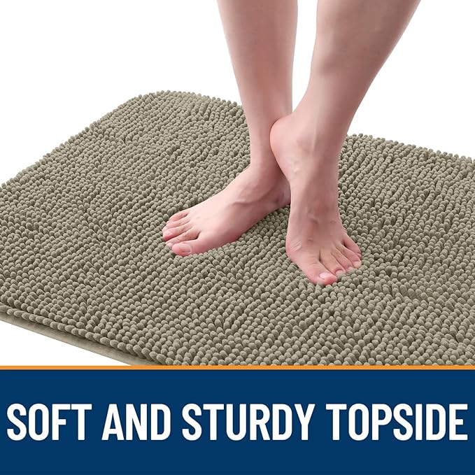 OLANLY Dog Door Mat for Muddy Paws 40x24, Absorbs Moisture and Dirt, Absorbent Non-Slip Washable Doormat, Quick Dry Chenille Mud Mat, Entry Indoor Entryway Carpet for Inside Floor, Warm Taupe