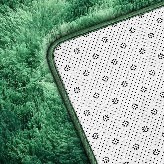 Deerhoo Large Shag Area Rugs 6 x 9, Plush Fuzzy Rugs for Living Room, Ultra Soft Fluffy Furry Rug for Bedroom, Indoor Carpet Nursery Rugs for Kids Room Home Decor, Tie-Dyed Emerald Green