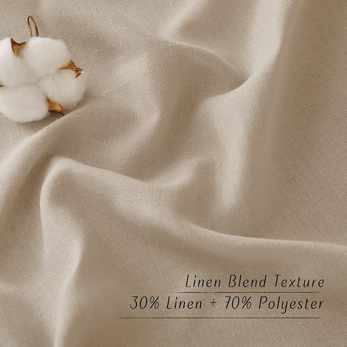 NICETOWN Linen Curtains 96 inches Long for Living Room, Grommet Semi Sheer Drapes Linen Weave Window Treatments Privacy Added with Light Filtering for Bedroom, Taupe, W34 x L96, 2 Panels