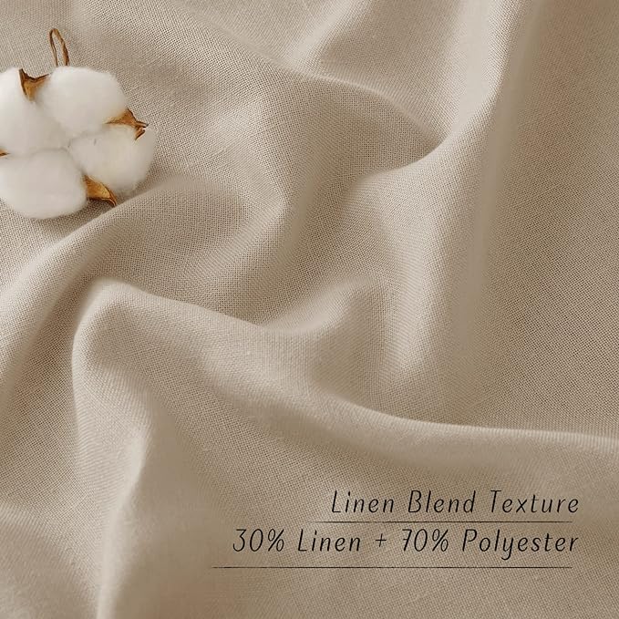 NICETOWN Rustic Linen 144 inch Long Curtains for Living Room, Grommet Privacy Added Thick Linen Weave with Light Filter Window Curtains & Drapes for Bedroom, Taupe, W55 x L144, 2 Panels