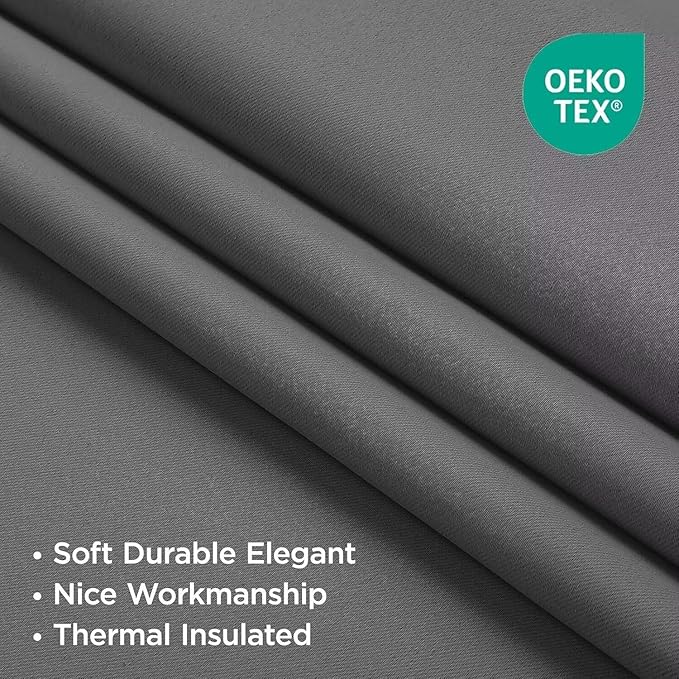 Joydeco Blackout Curtains 84 Inch Length 2 Panels Set, Thermal Insulated Long Curtains& Drapes 2 Burg, Room Darkening Grommet Drapes for Bedroom Living Room Window (Light Grey, W52 x L84 Inch)