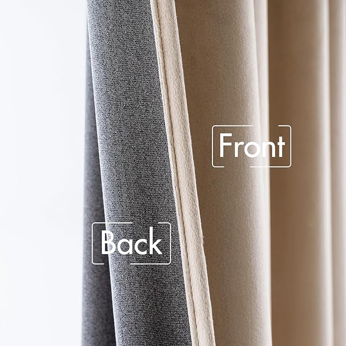 MIULEE Velvet Curtains 2 Panels Luxury Blackout Curtains for Bedroom Living Room Thermal Insulated Super Soft Window Drapes Rod Pocket & Back Tab, Camel Beige, W52 x L72 inches