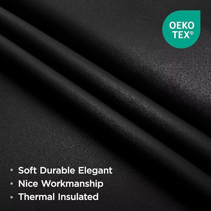 Joydeco Blackout Curtains for Bedroom 120 Inch Long 2 Panels, Room Darkening Grommet Drapes, Thermal Insulated Black Out Drapes, Black Curtains for Living Room