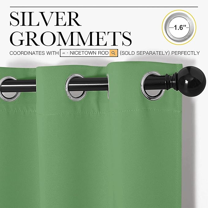 NICETOWN Froest Green Blackout Curtains 84 inches Length for Living Room, 2 Panels, 42" Wide, Thermal Insulated Long Drapes for Large Window