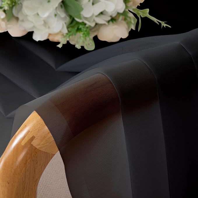 Simplebrand Black Sheer Curtains 120 Inches Long, Extra Long Rod Pocket Solid Color Window Sheer Curtain Panels, Elegant Curtains & Drapes for Living Room, Bedroom 2 Panels (Black, 59" W x 120" L)