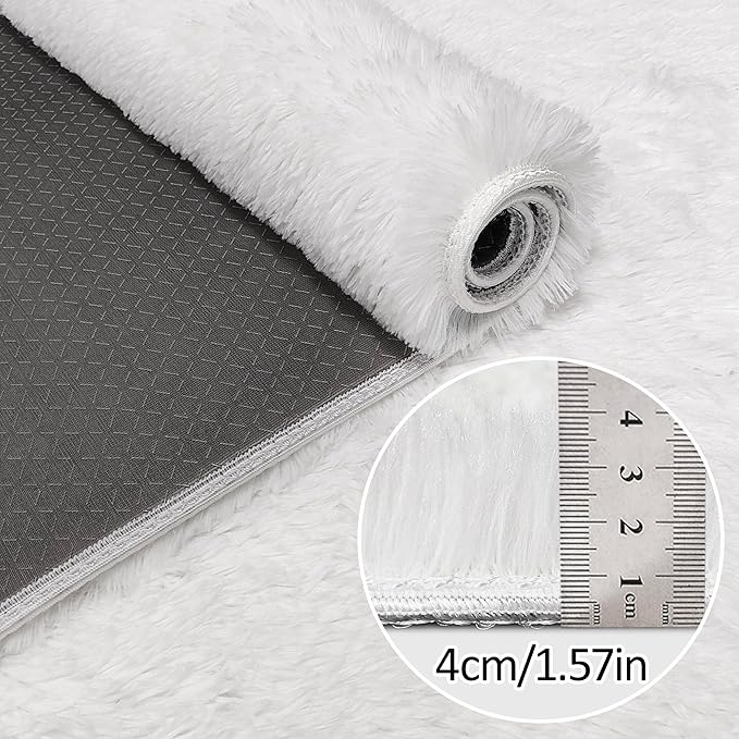 White Rug for Living Room 8x10ft Fluffy Area Rug Mat Bedside Throw Rug for Bedroom Kids Room Boys Teens Nursery Baby Dorm Office Home Decor Aesthetic Carpets