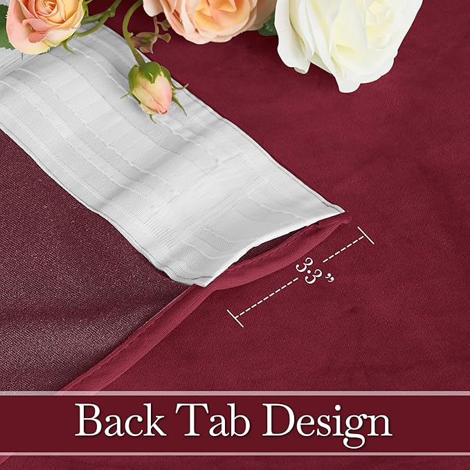 RYB HOME Burgundy Red Velvet Curtains for Christmas Decor, Soft Luxury Backdrops for Studio Theater, Rod Pocket & Back Tab Modern Design for Bedroom Living Room, 52" W x L96 L, 2 Panels Set