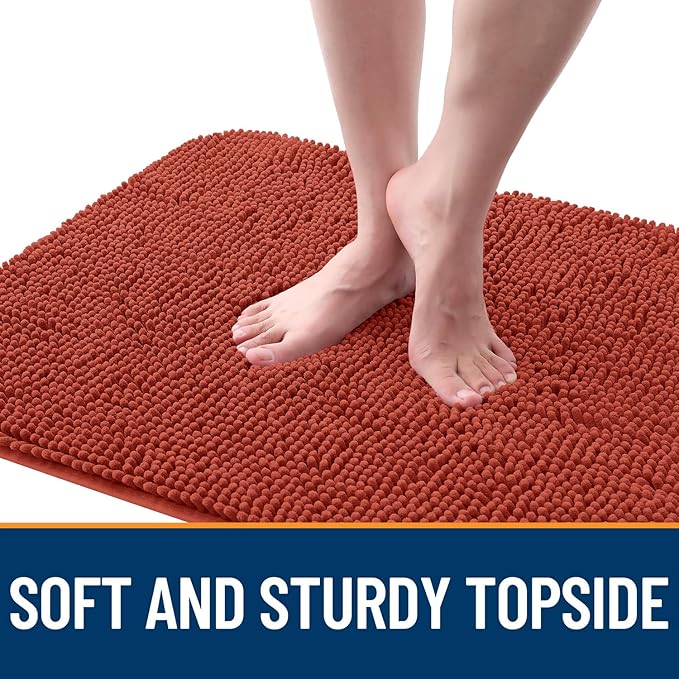 OLANLY Dog Door Mat for Muddy Paws 48x30, Absorbs Moisture and Dirt, Absorbent Non-Slip Washable Doormat, Quick Dry Chenille Mud Mat for Dogs, Entry Indoor Entryway Carpet for Inside Floor, Maple Red