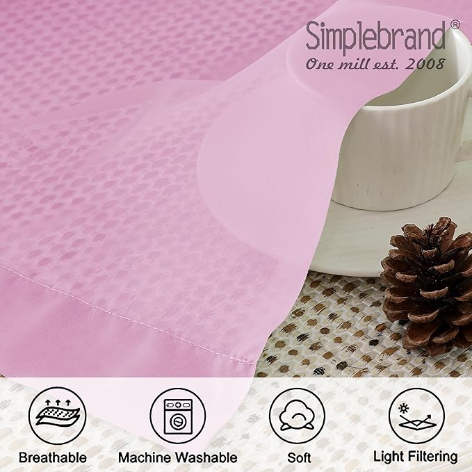 Simplebrand Pink Sheer Curtains 96 Inches Long, Light Filtering Rod Pocket Solid Color Window Sheer Curtain Panels, Elegant Curtains & Drapes for Living Room, Bedroom 2 Panels (Pink, 42" W x 96" L)