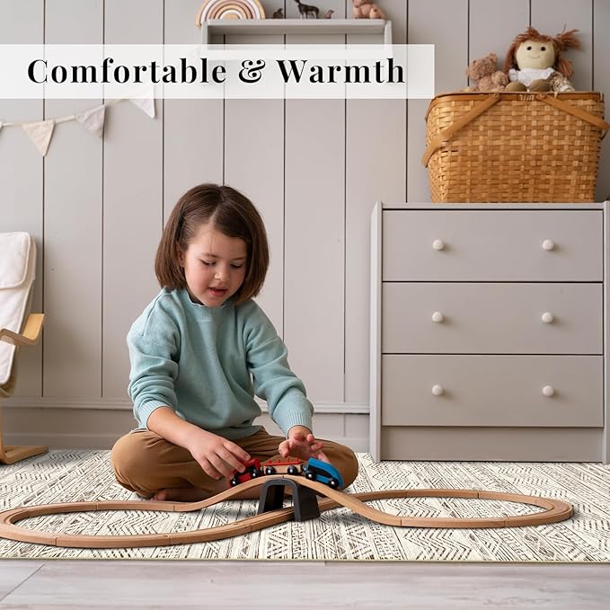 Moroccan Washable Hallway Runner Rug - 2'6"x14' Non Slip Kitchen Rugs Rubber Backing Floor Carpet with Soft Low Pile Mat for Living Room Bedroom Entryway Farmhouse 2'6"x14' Beige
