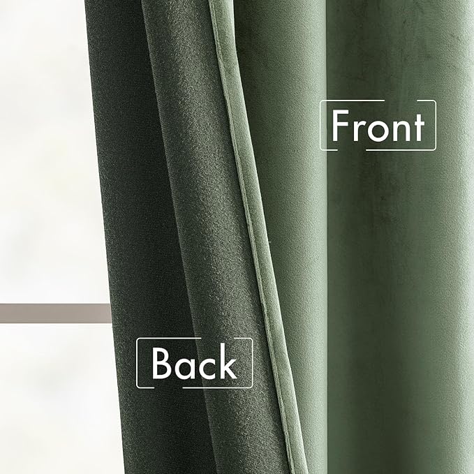 MIULEE Velvet Curtains 72 inches - Luxury Blackout Curtains for Bedroom Living Room Thermal Insulated Super Soft Window Drapes Rod Pocket & Back Tab, Sage Green, W52 x L72 inches, 2 Panels