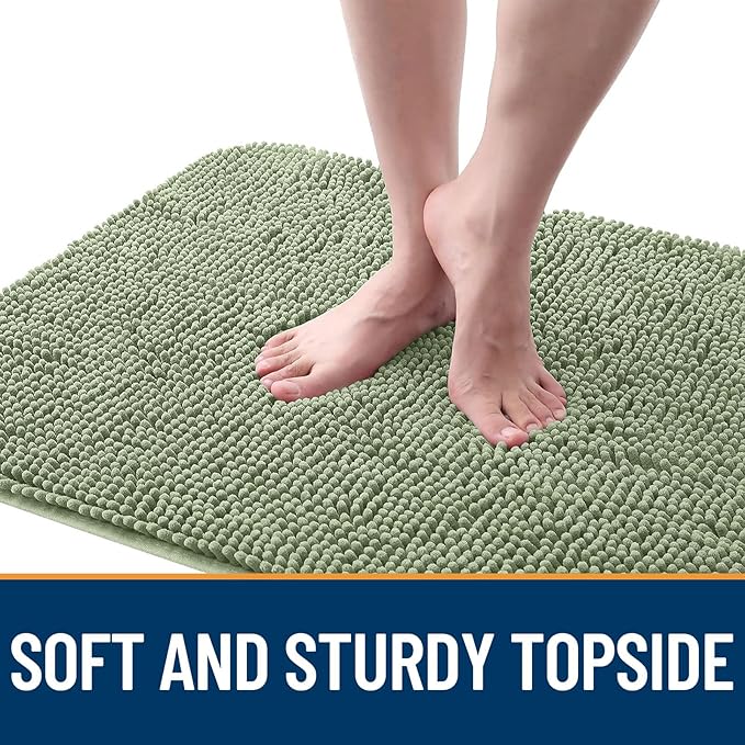 OLANLY Dog Door Mat for Muddy Paws 47x20, Absorbs Moisture and Dirt, Absorbent Non-Slip Washable Doormat, Quick Dry Chenille Mud Mat for Dogs, Entry Indoor Entryway Carpet for Inside Floor, Sage Green