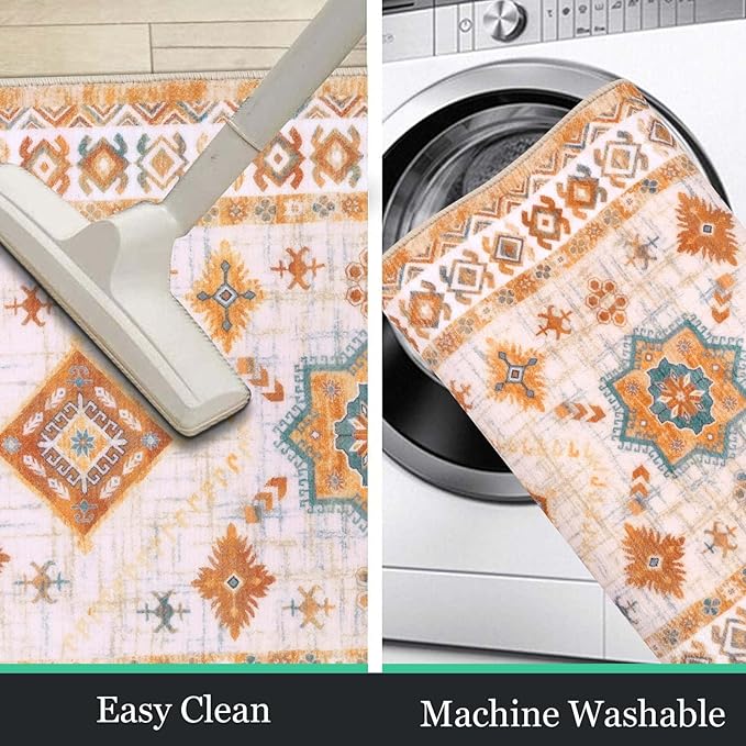 Boho Kitchen Rug Sets 3 Piece with Runner Non Slip Kitchen Rugs
