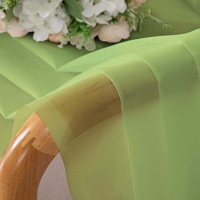 Chyhomenyc Lime Sheer Curtains 30 inch Length 2 Panels, Light Filtering Voile Rod Pocket Short Window Curtians for Bathroom Living Room Farmhouse Small Windows, 42Wx30L inches