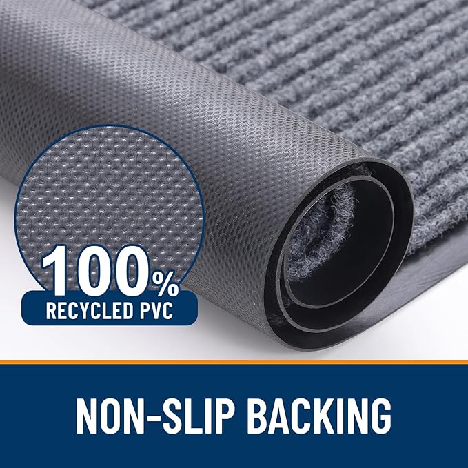 OLANLY Front Door Mat Indoor Outdoor Entrance, 2-Pack 71 x 47 Inch, Waterproof Heavy Duty Doormat, Fade Resistant, Low Profile, Easy Clean Patio Porch Welcome Floor Mats for Entry, Light Gray