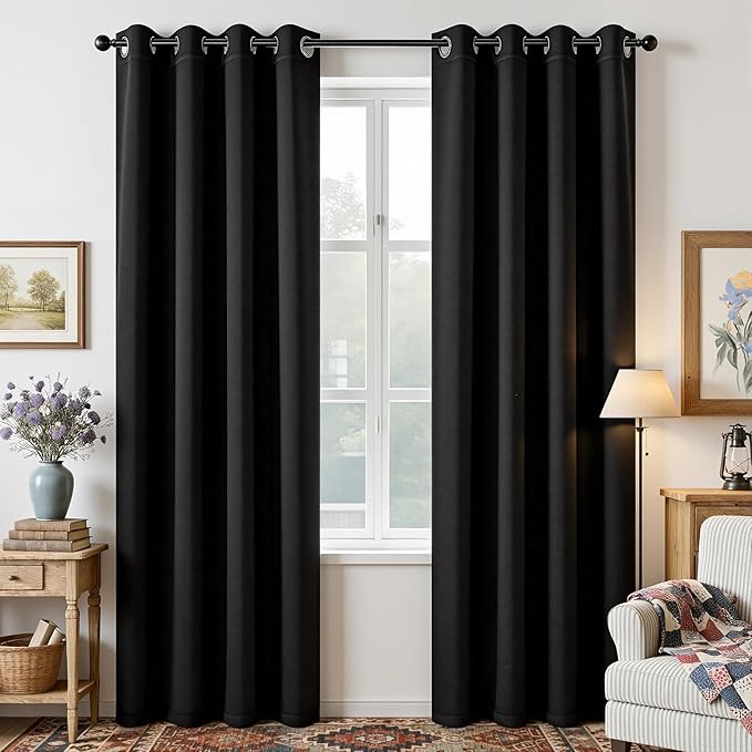 Joydeco Blackout Curtains 120 Inch Length 2 Panels Set, Thermal Insulated Long Curtains& Drapes 2 Burg, Christmas Drapes for Living Room Bedroom Window