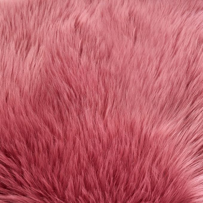 EasyJoy Ultra Soft Fluffy Shaggy Area Rug Faux Fur Rug Chair Cover Seat Pad Fuzzy Area Rug for Bedroom Floor Sofa Living Room (2 x 4 ft Sheepskin, BlushPink)