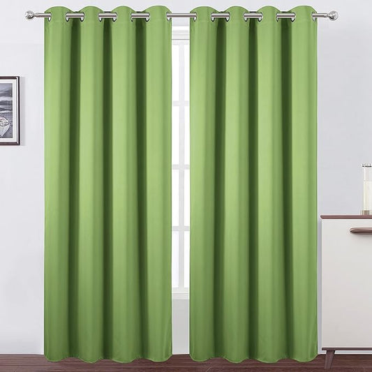 LEMOMO Light Green Blackout Curtains for Bedroom Room Darkening Curtains/Draperies 52 x 84 Inches Long Thermal Insulated Living Room Curtains Set of 2 Panels