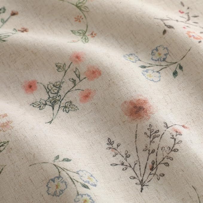 Boho Floral Spring 100% Blackout Curtains 84 Inch Length 2 Panels Set, Linen Texture Farmhouse Curtains Beige Tassel for Living Room Bedroom Vintage Rustic Patterned Printed Western Rod Pocket