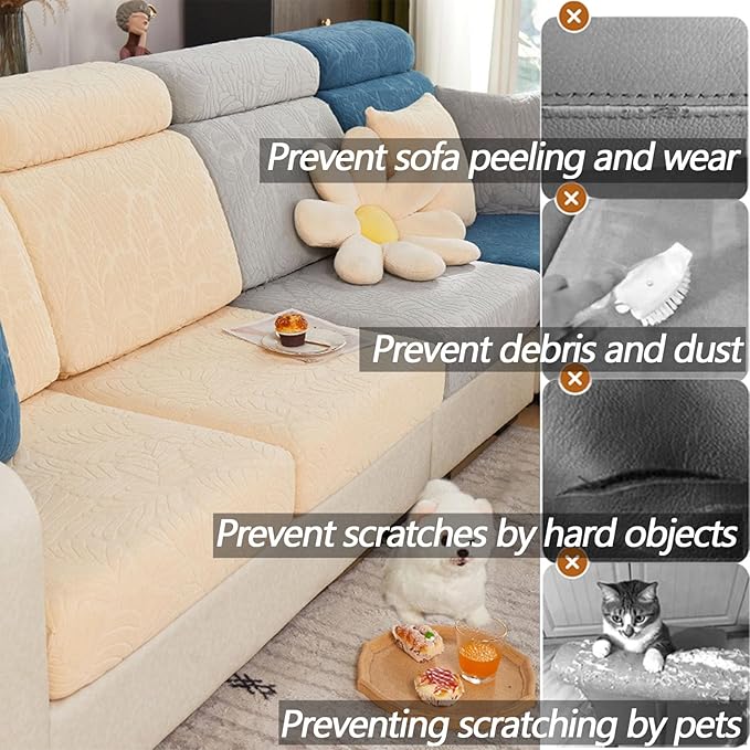 Soothing Home Sofa Covers, Sofa Hero Covers, Wear-Resistant Universal Couch Covers Washable Stretch Sectional Couch Cushion Covers (Light Blue,Extra Large Seat Cover)