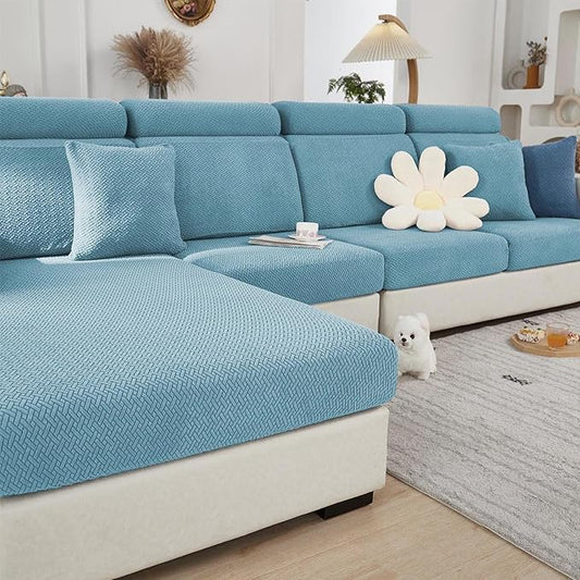 Sofa Covers Couch Covers for Sofa Pet Friendly Couch Cushion Covers Universal Sofa Covers Washable Stretch Slipcovers for Sectional Sofa (Texture Sea Blue,Headrest Cover)