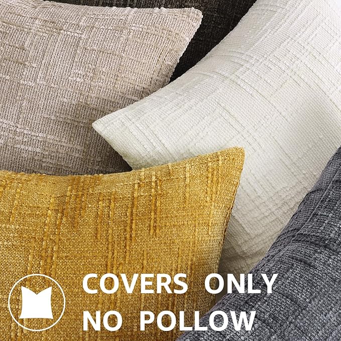 decorUhome Dark Brown Chenille Throw Pillow Covers 18x18 Set of 2 Textured Soft Cozy Slubby Couch Pillow Covers Modern Farmhouse Boho Decorative Pillow Cases for Bed Sofa Living Room