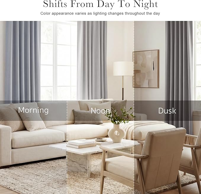 PONY DANCE Blackout Window Curtains - Home Decoration Energy Saving Thermal Insulated Curtain Drapes/Window Coverings with Slot Pocket Living Room, 42" W x 63" L, Silver Grey, 2 Panels