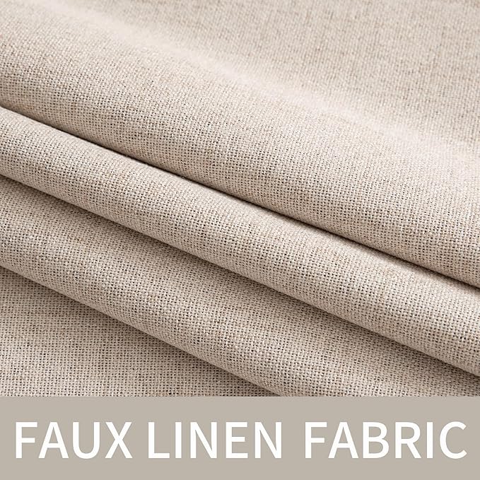 MIULEE 100% Blackout Linen Texture Curtains Soild Thermal Insulated Natural Beige Curtains Grommet Room Darkening Curtains & Drapes for Living Room Bedroom Nursery 42 x 84 (2 Panels)