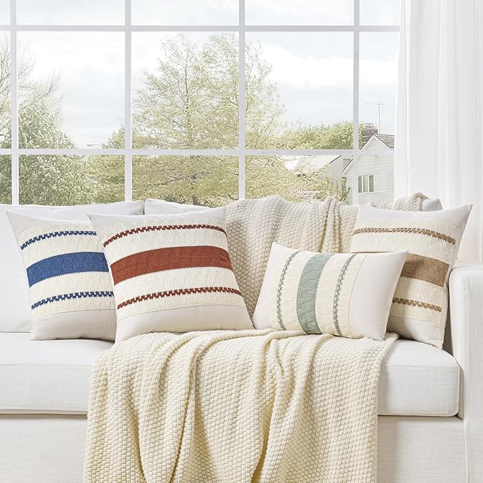 Fancy Homi Set of 1 Sage Green Boho Lumbar Decorative Throw Pillow Covers 16x24 Inch for Living Room Bedroom Couch Bed Sofa, Rustic Retro Cushion Case, Bohemian Room Home Decor, Women Teen Girls Gift