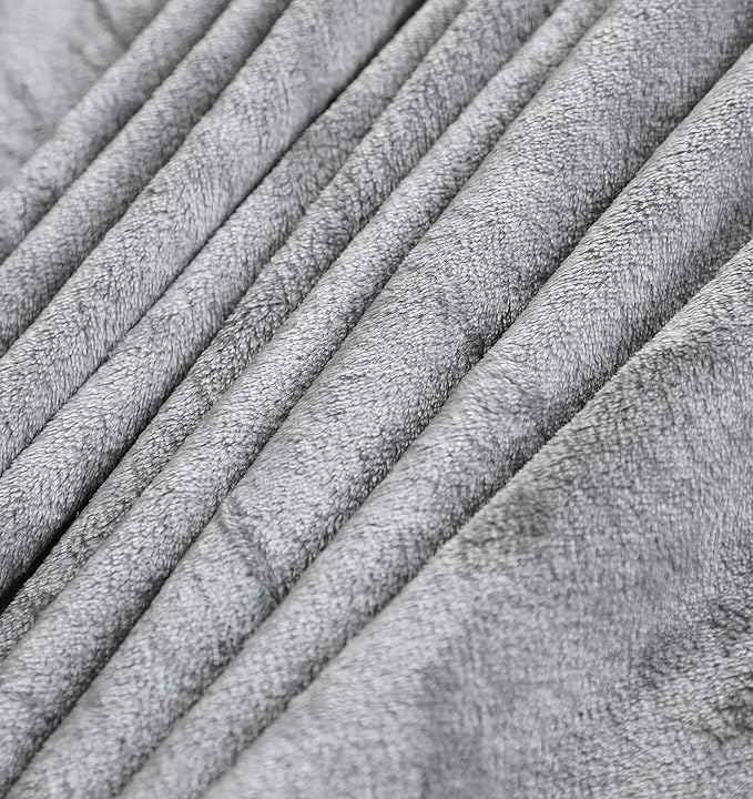 TASTHROW Large Flannel Fleece Throw Blanket, 50×70 Inch - Cozy Lightweight Thick Blanket - All Seasons Suitable for Women, Men and Kids (Two Pack, Light Grey)