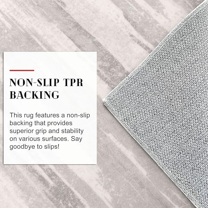 Lansny Modern Abstract Entryway Rug Indoor 2x3 Neutral Washable Non-Slip Soft Small Area Rug Light Beige and Grey Kitchen Mat Thin Print Faux Wool Floor Carpet for Entrance Bedroom