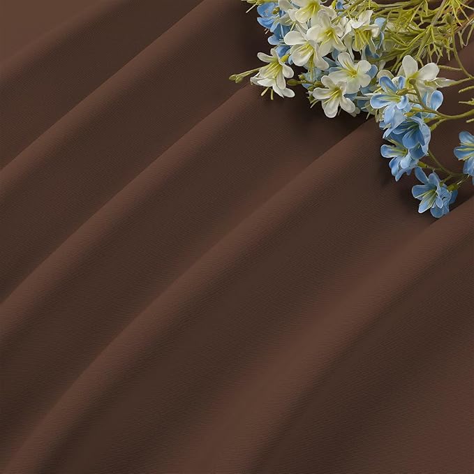 CUCRAF Brown Blackout Curtains 54 inch Length 2 Panels Set, Rod Pocket Room Darkening Drapes for Bedroom Living Room, Insulated Thermal Light Blocking Window Curtain (W52 x L54 Inch)