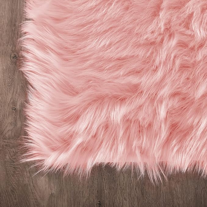 Latepis Pink Rugs for Bedroom Girls Round Rugs 8ft Large Area Fluffy Circle Plush Shaggy Rug Washable Faux Fur Rug for Living Room Nursery Play Tent Floor Home Decor