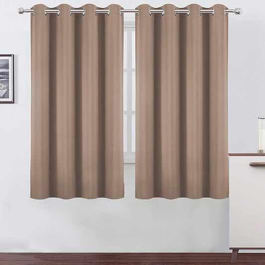 LEMOMO Cappuccino Blackout Curtains 66 x 63 Inch Length/Set of 2 Curtain Panels/Thermal Insulated Room Darkening Blackout Curtains for Bedroom
