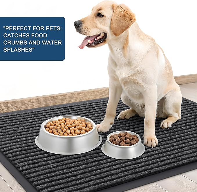 OLANLY Front Door Mat Indoor Outdoor Entrance, 2-Pack 71 x 47 Inch, Waterproof Heavy Duty Doormat, Fade Resistant, Low Profile, Easy Clean Patio Porch Welcome Floor Mats for Entry, Charcoal Grey
